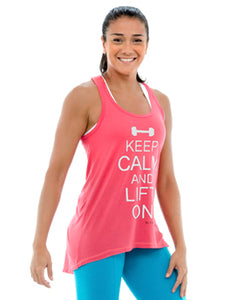 Keep Calm High-Low Tank Top *Shock Pink