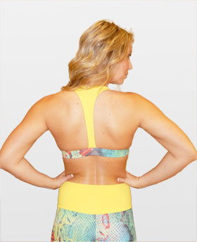 Yellow Snake Print Sports Bra